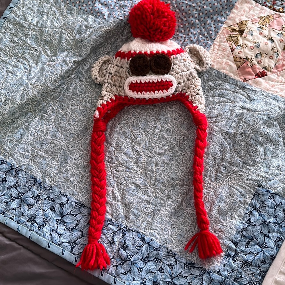 Sock Monkey hat for newborn